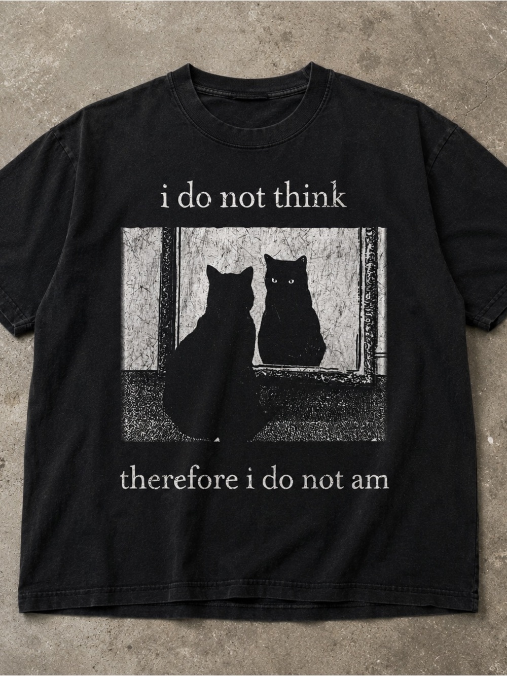 Gildan Black Graphic Cat Tee with White Print